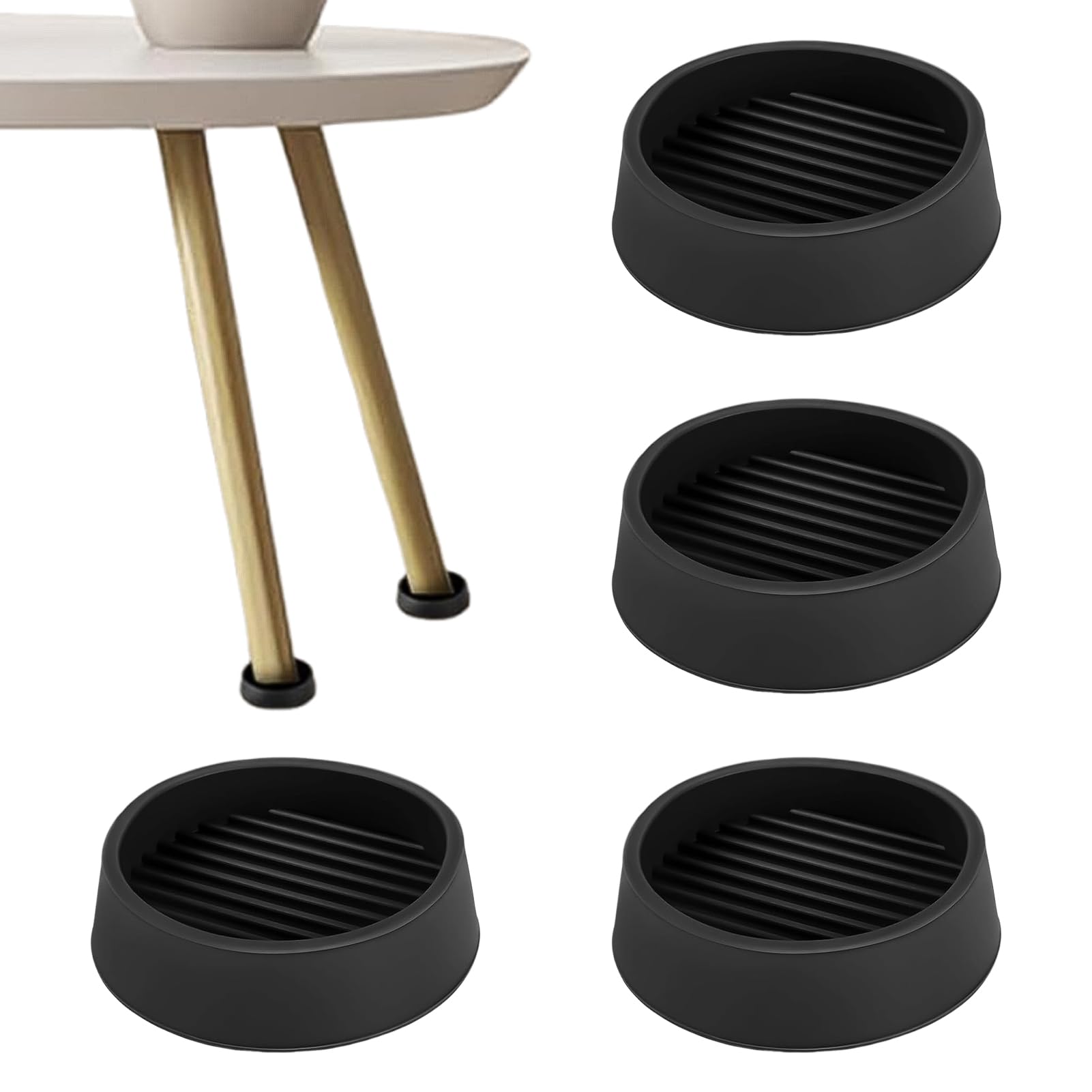 Pack of 4 2-Inch Rubber Castor Cups with Non-Slip Furniture Pads, Ideal for Carpet, Wooden Floors, and Furniture Protection