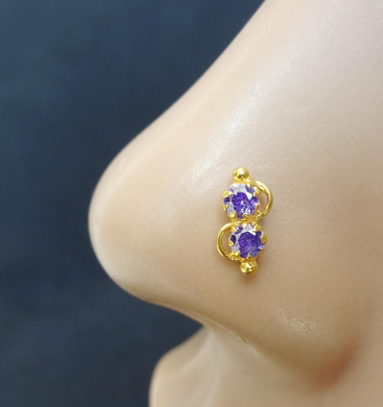 Indian Nose Stud Tinny Nose Piercing Indian Nose Ring CZ Diamond Nose Hoop Gold Nose Stud Crock Screw Nose Pin Gold Jewelry