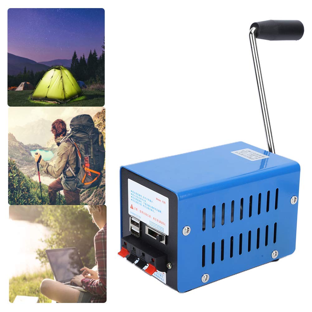 Generatore Portatile Caricatore a Manovella Generatore, Generatore Multifunzione 20W Ad Alta Potenza Manuale Dinamo Generatore Caricatore a Manovella per Viaggi Campeggio Escursionismo Sopravvivenza