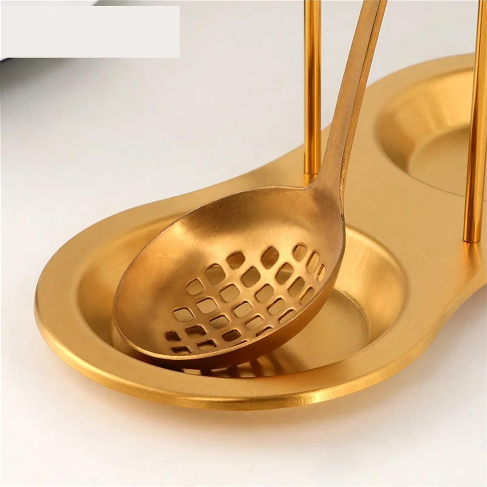 2Pcs Edelstahl Topf Deckel Rack Abnehmbare Pan Abdeckung Regal Multifunktionale Spachtel Halter Löffel Stehen Küche Zubehör für Kochlöffel, Schöpfkellen(Rose gold)