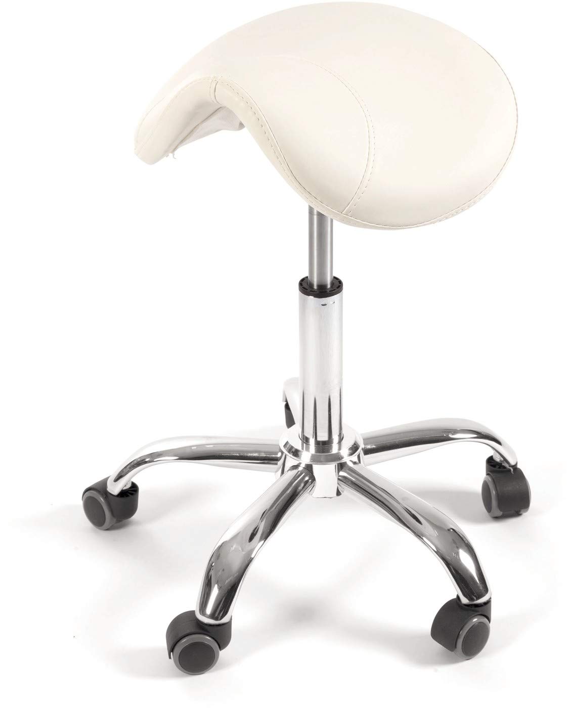 Sibel Tabouret Saddle Blanc idéal pour salon de coiffure et institut