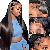 Vista 8 de Azkiu Peluca de cabello humano 613 con encaje frontal HD de 13 x 6 pulgadas, pelucas de cabello humano lacio rubio prearrancado con abuelitos, nudo