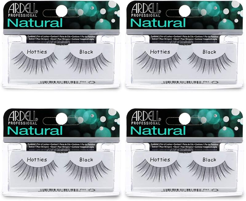 Cílios postiços Ardell Natural Hotties - pretos, leves, reutilizáveis, pacote com 4
