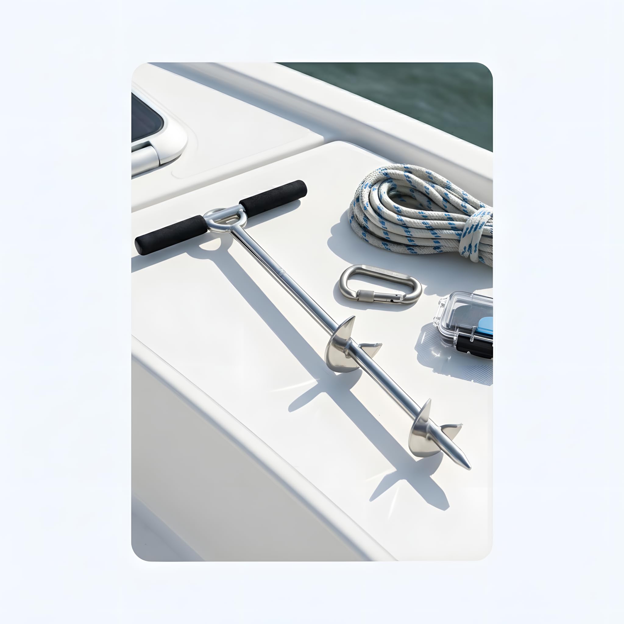 Ancla De Arena De Acero Inoxidable 316 para Embarcaciones, Ancla De Arena De Playa De Doble Placa con Mango Y Diseño De Tornillo, Ancla De Barra De Arena Resistente A La 18INCH Sand Anchor