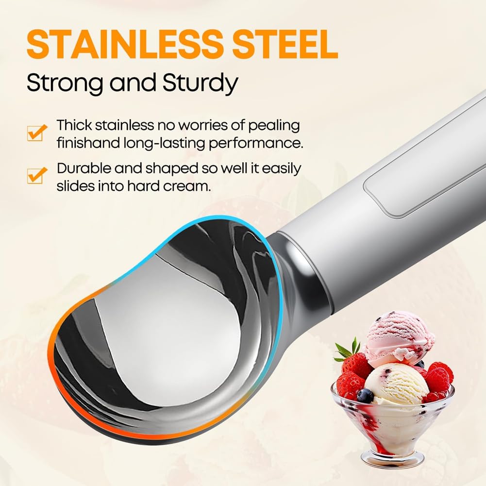 Cuillère à glace, Cuillère à glace électrique, cuillère chauffante, en acier inoxydable, blanche