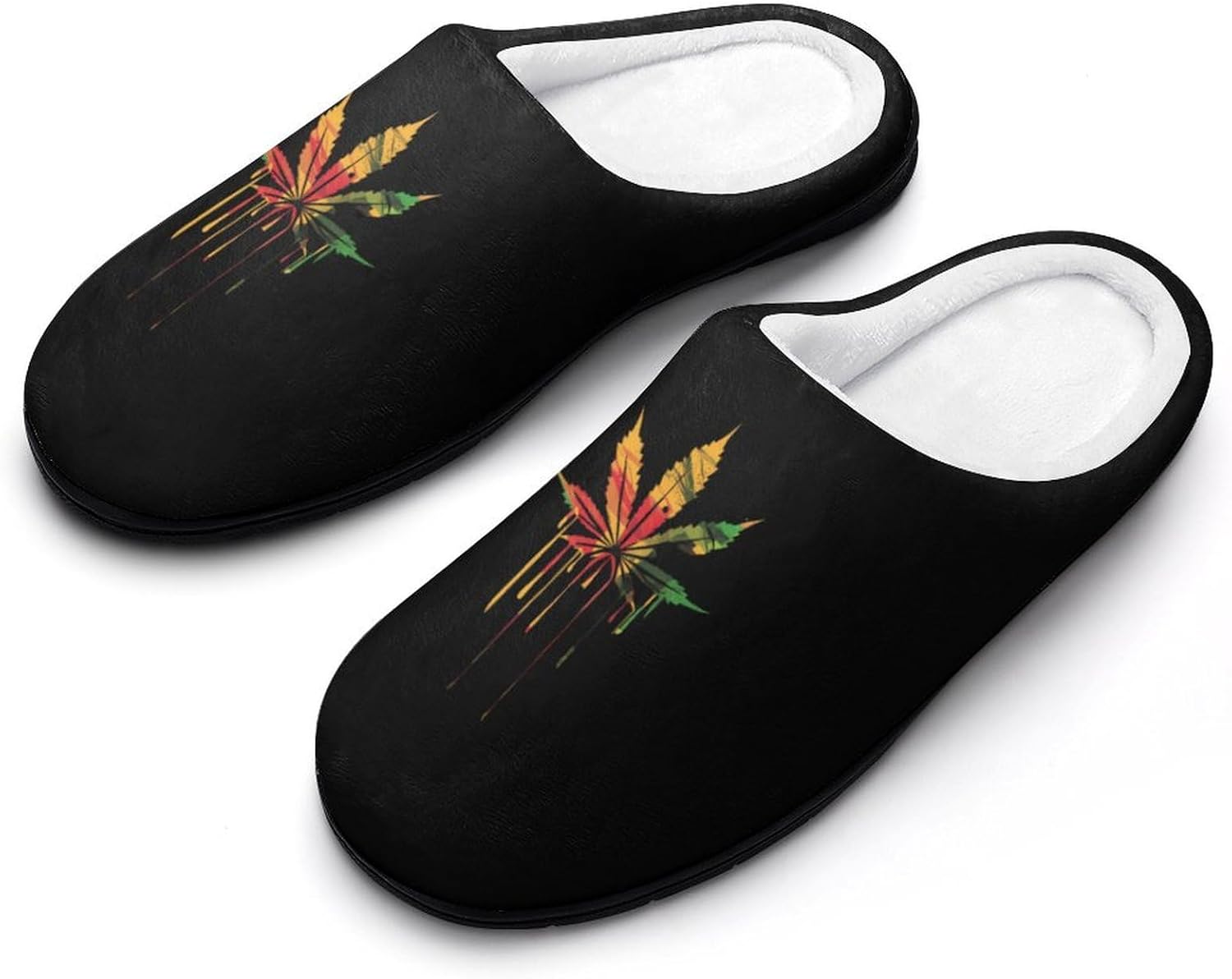 Weed Leaf Men's Cotton Slippers Soft House Shoes Anti-Skid Bedroom Slipper for Home Outdoor