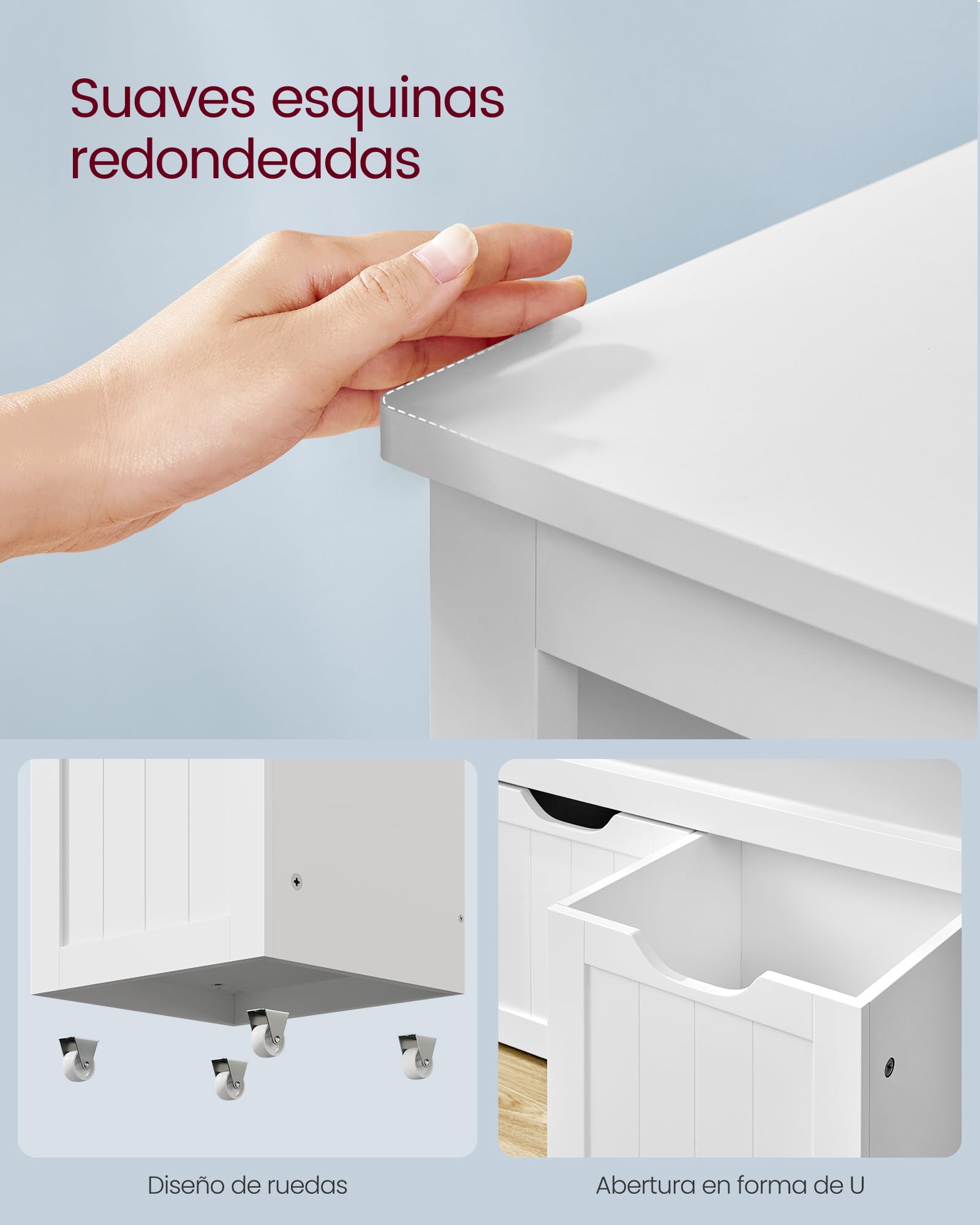 VASAGLE Estantería para Niños, Estantería Infantil, 3 Contenedores con Ruedas, Estantería de Almacenamiento, para Salón, Dormitorio, 30 x 102 x 60 cm, Blanco Nube LHS380W01