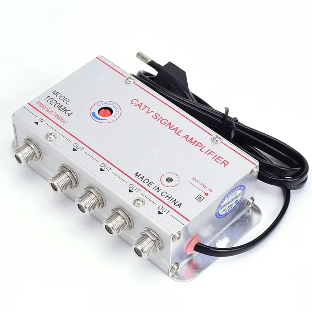 Amplificateur de Signal CATV 20dB Booster TV Numérique 45MHz-860MHz 1 Entrée 6 Sorties Prise EU