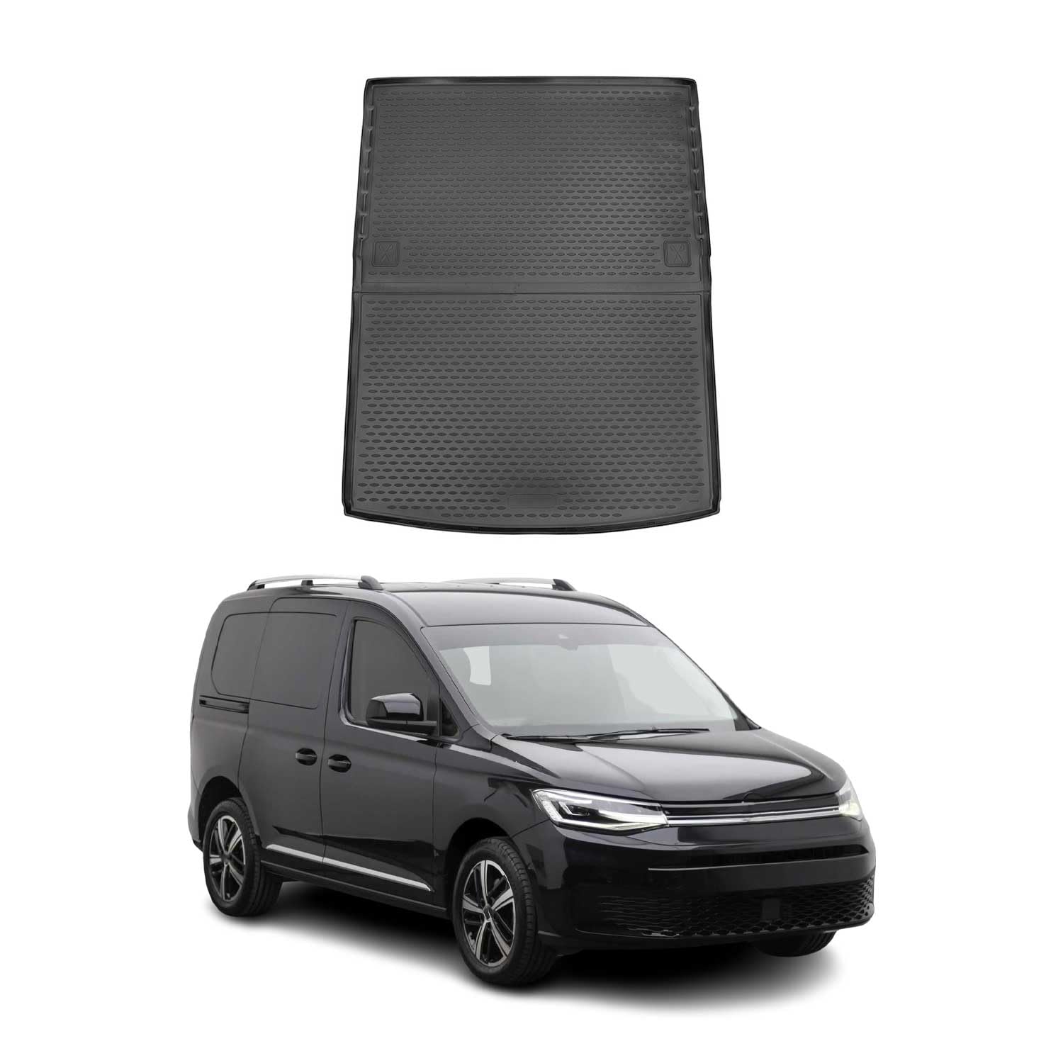 OMAC Kofferraummatte Kofferraumwanne kompatibel mit VW Caddy 2020-2025 Gummi TPE Schwarz