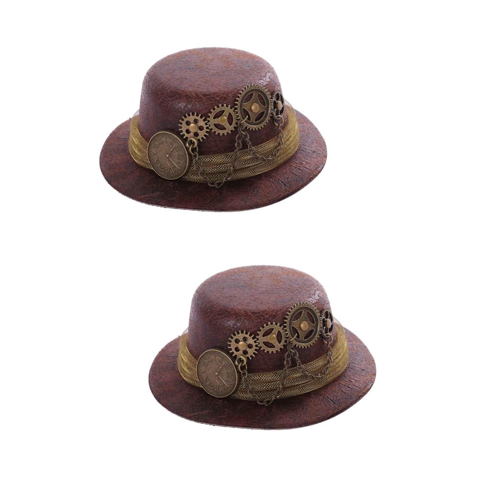 Sombrero steampunk en formato de diadema vintage con engranajes oscuros 8