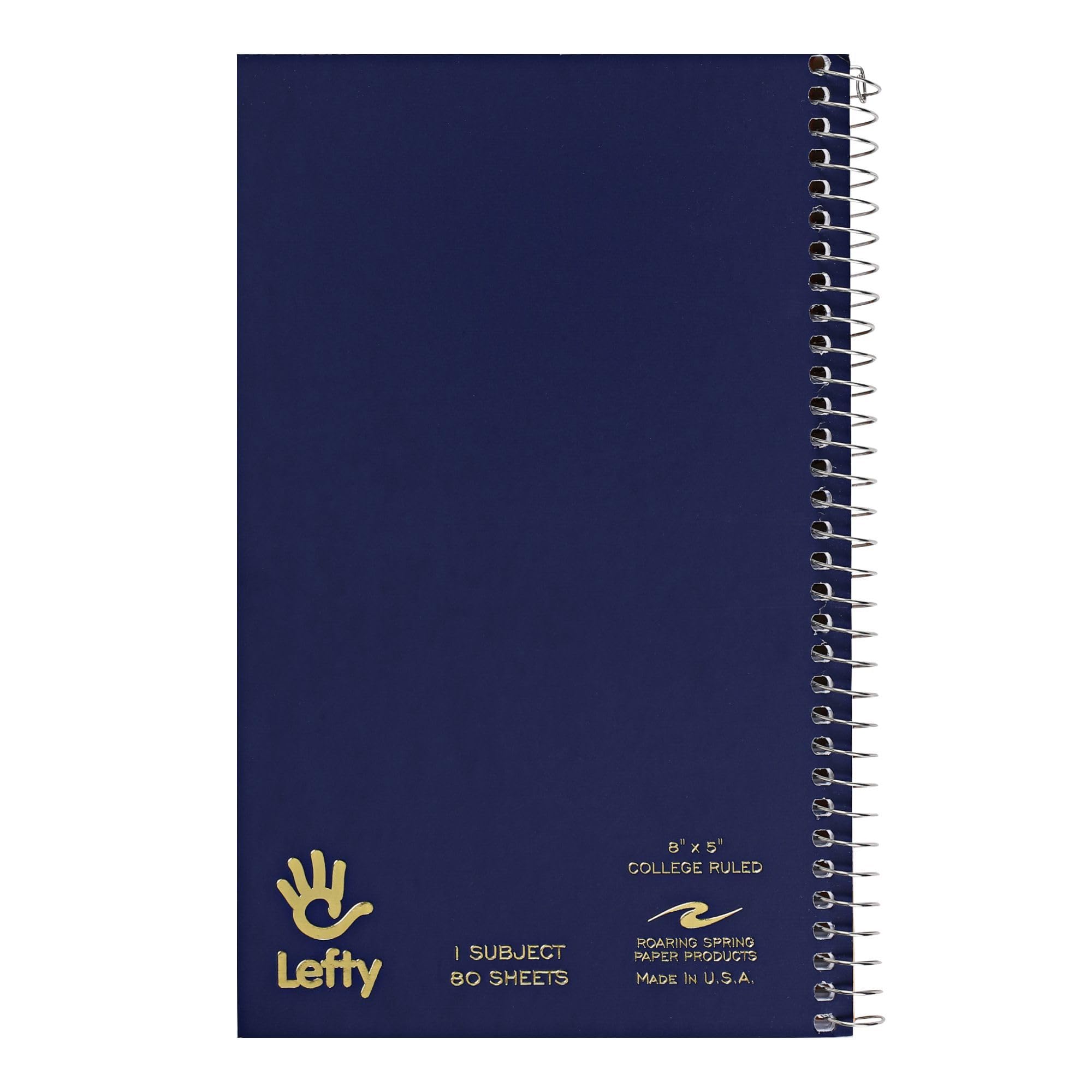 Lefty Wirebound Spiral Left Handed Mini Notebook, 1 Subject, 8"x5", 80 White Sheets College Ruled Paper, Assorted Cover Colors, Wire On Right Side For Easier Left Handed Use