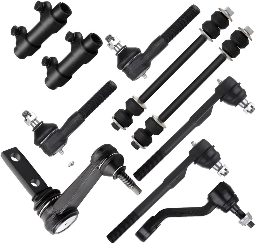 SCITOO 10pcs RWD Front Suspension Kit Inner Outer Tie Rod End Adjusting Sleeve Sway Bar Link Idler Arm Pitman Arm Fit 2000-2001 For Dodge Ram 1500 2000-2002 For Dodge Ram 2500 3500