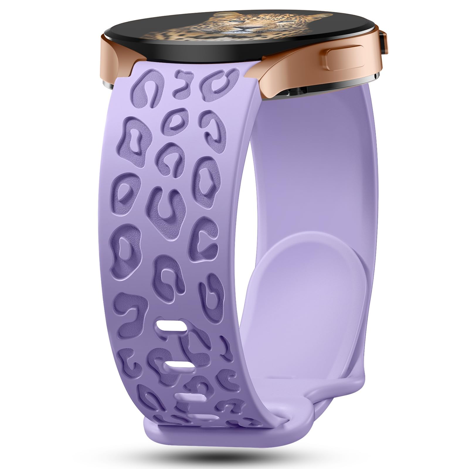 IKANFI No Gap Leopard Engraved Bands Compatible for Samsung Galaxy Watch 6/5/4 Band 40mm 44mm, Watch 6 47mm 43mm,5 Pro 45mm, Watch 4 Classic 42mm 46mm