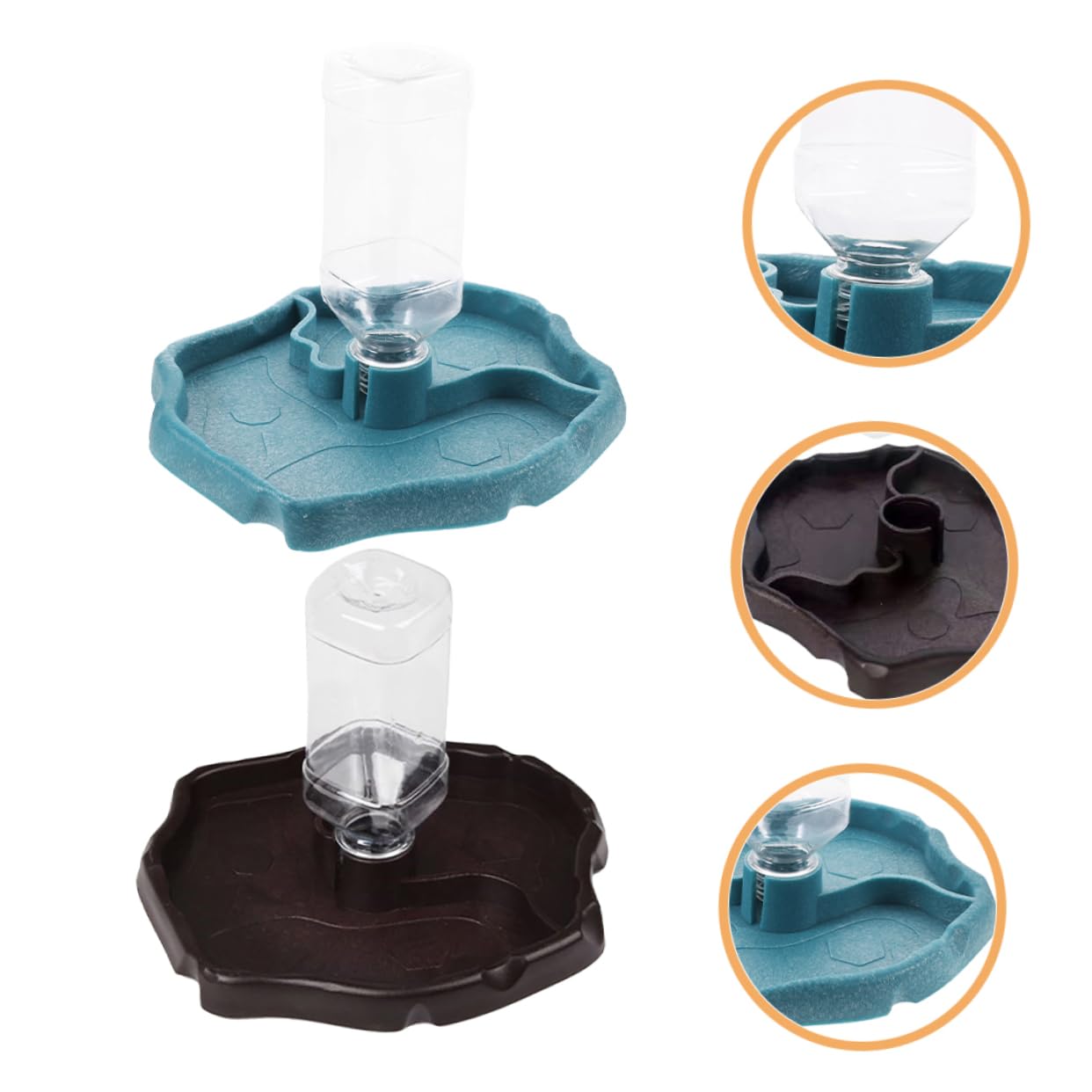 Distributore Automatico di Acqua Facile da Pulire per Rettili, Ciotola in ABS 2 Pezzi, per Tartarughe, Lucertole e Piccoli Animali | Abbeveratoio per Lucertole e Tartarughe, Vaschetta per Cibo e Acqua, Formato Doppio