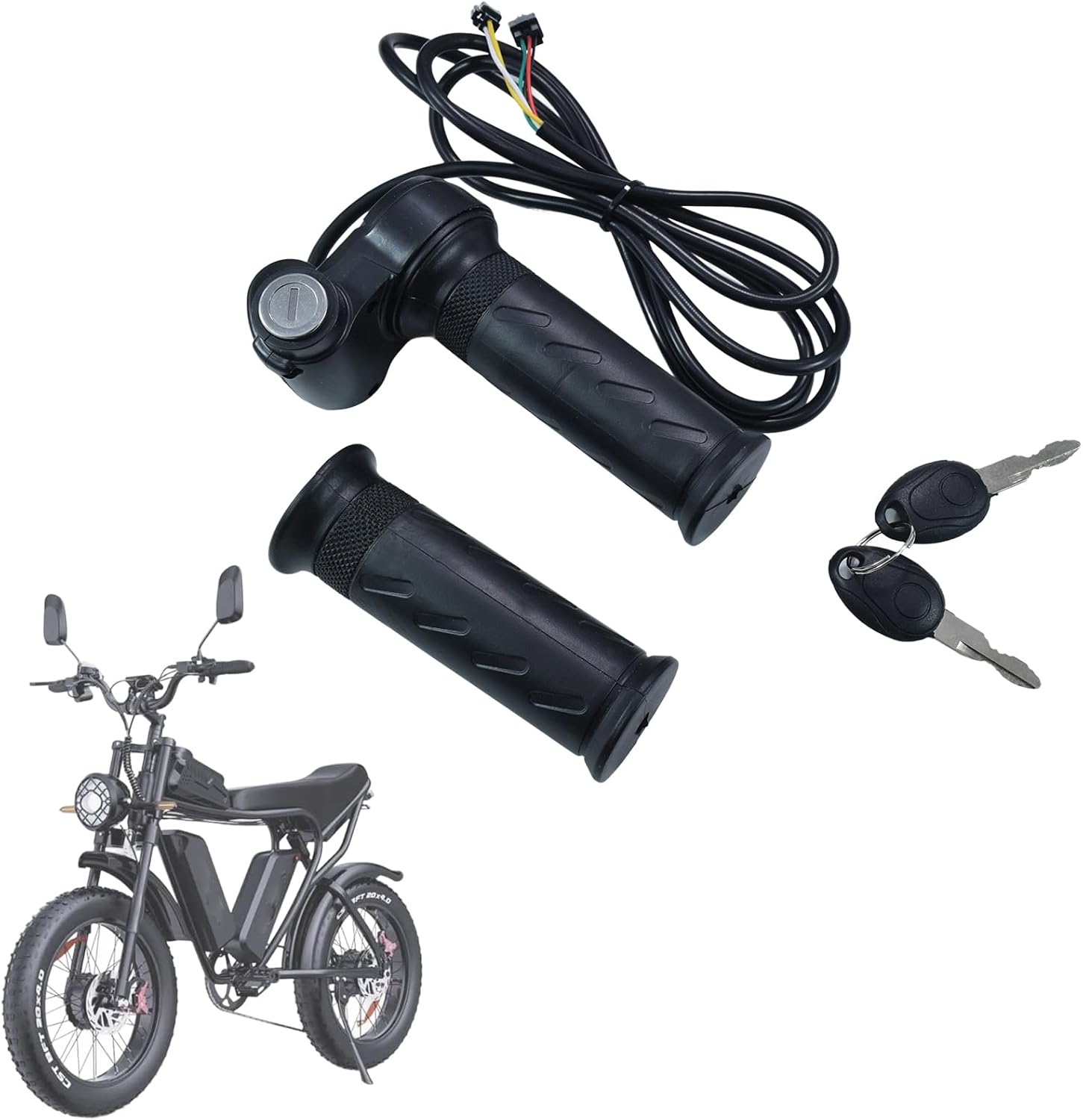 Full Twist Throttle for Ridstar Q20/Q20 Pro Lite,Upgraded E-Bike Throttle with 2 Keys,Plug and Play Easy Installation