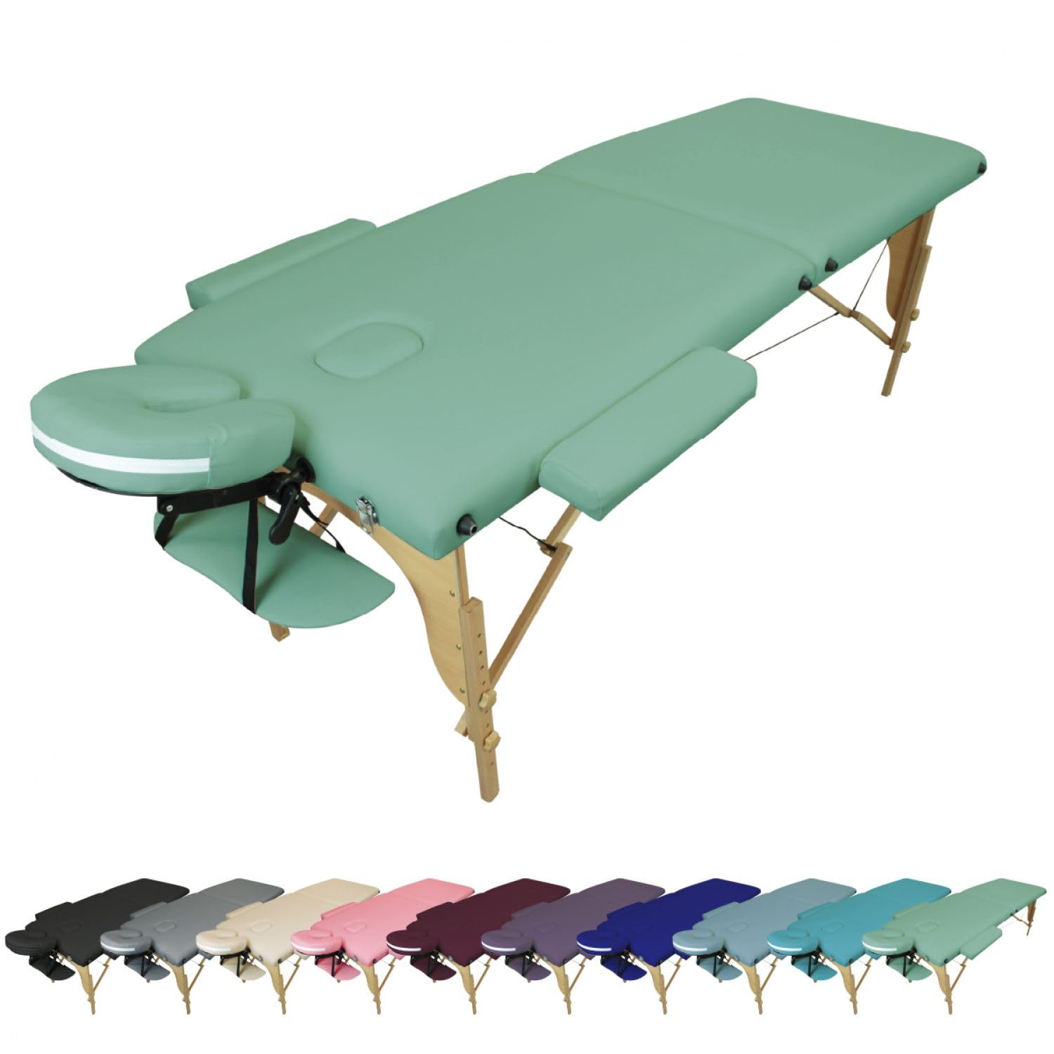 Vivezen - Table de Massage Pliante 2 Zones en Bois avec Panneau Reiki + Accessoires et Housse de Transport - Plusieurs Coloris