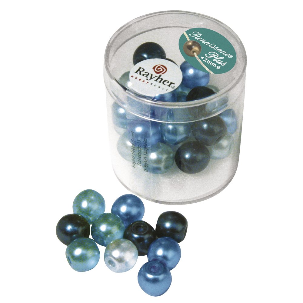 Rayher Renaissance 14474000 Glass Wax Beads Semi-Transparent 10 mm with Large Hole Pack of 32 Turquoise Mix