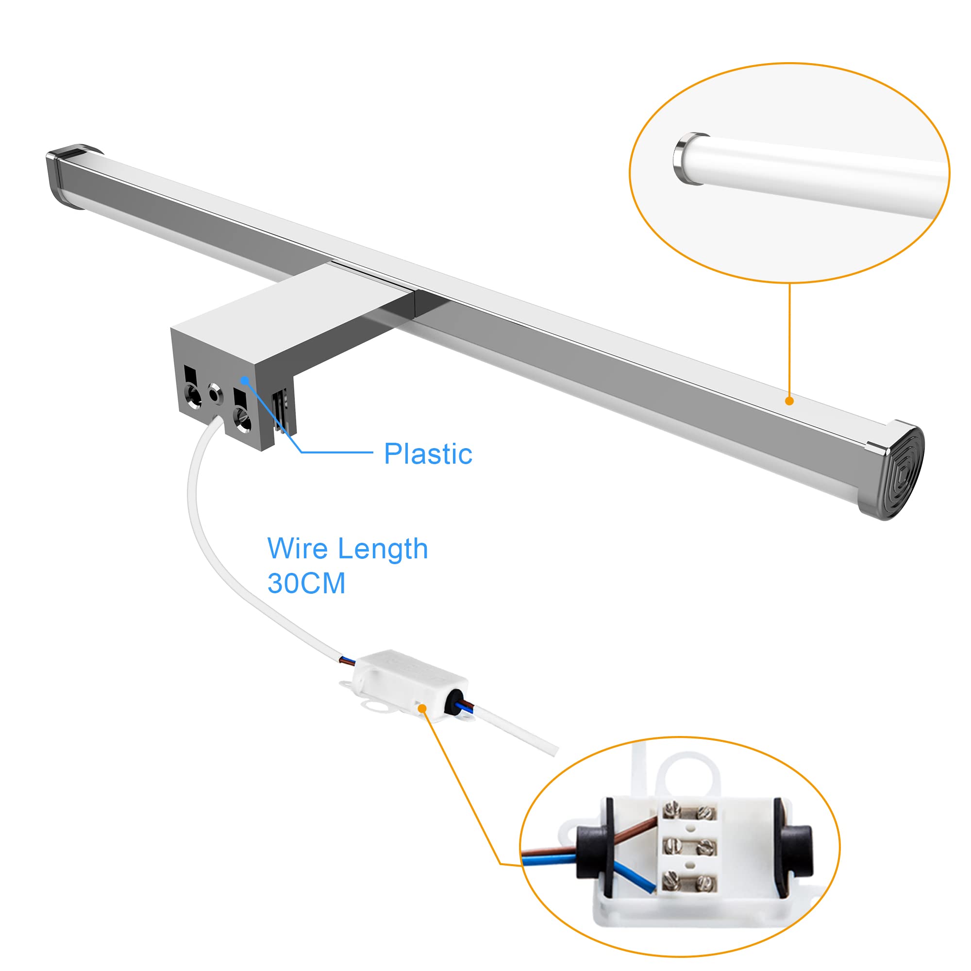 Azhien LED Lampada da Specchio Luce Bagno 10W 1200LM 40cm Bianco Neutro 4000K, Montaggio 3 in 1 IP44 230V Applique da Parete Lampada, No Sfarfallio Lampada da Bagno Illuminazione a Parete 400mm