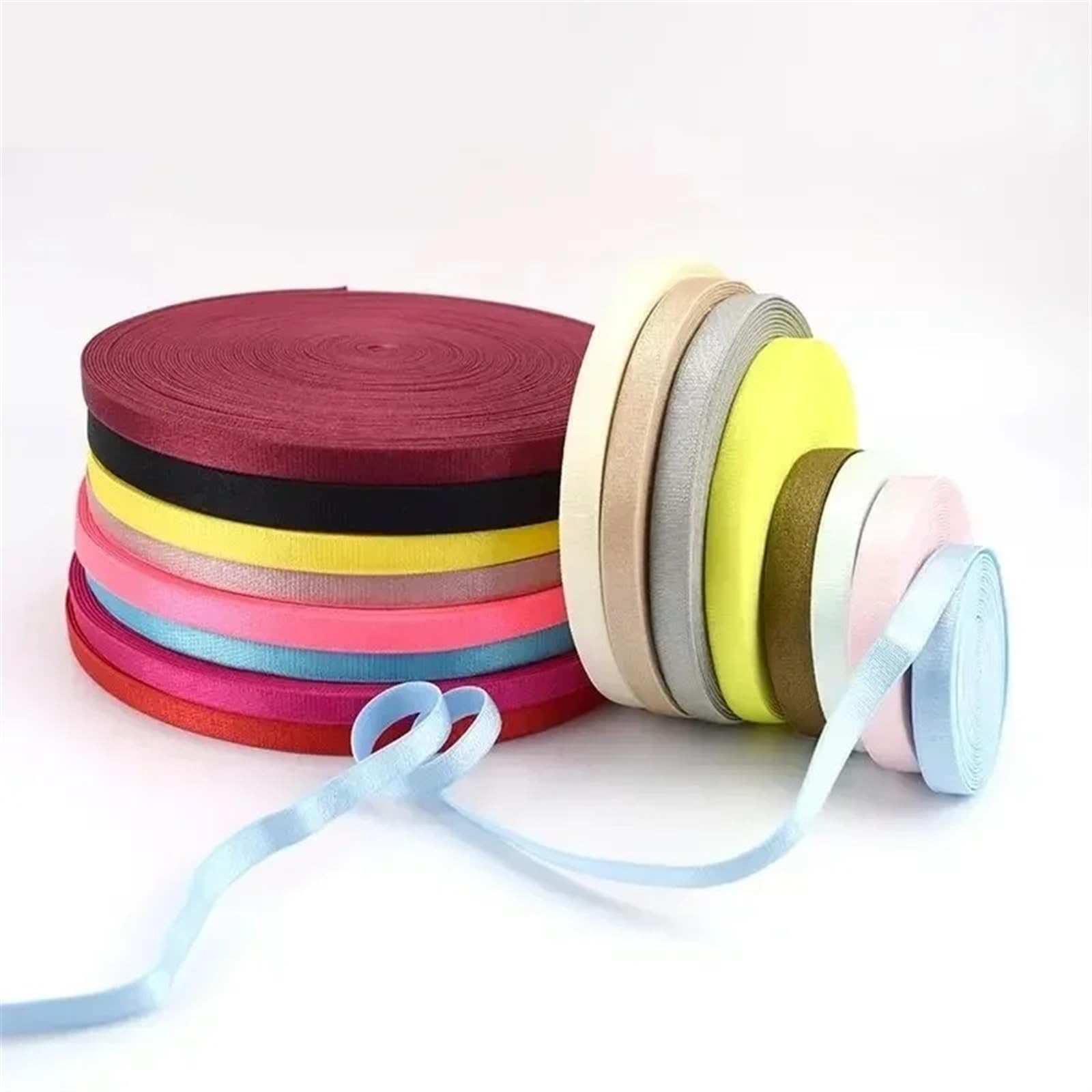 Bande Elastiche 10/20/50 Metri 10 mm Fasce Elastiche in Nylon for Biancheria Intima Reggiseno Spalline Elastico Tracolla Fai da Te Decorazione Abbigliamento Accessori Cucito(Black,50Meters)