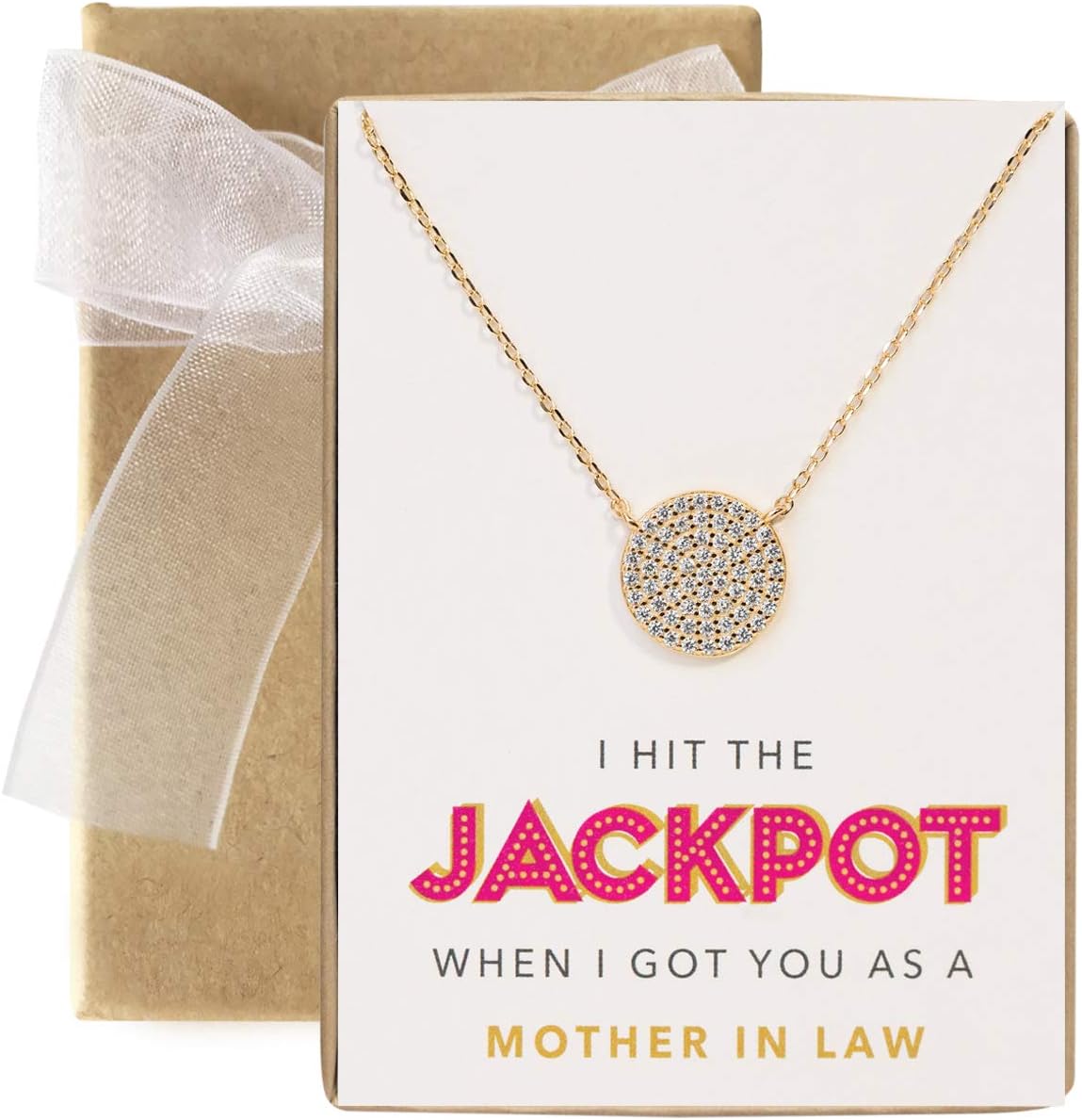 A+O Mother in law Necklace Gift- Pave Disc Necklace inSterling Silver, Gold Vermeil, Rose Gold Vermeil