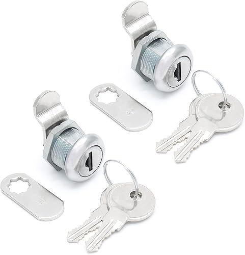 Paquete de 2 cerraduras de leva para gabinete con cilindro de 58 pulgadas, cerraduras de pulgar de leva compensadas y rectas, cerraduras de repuesto