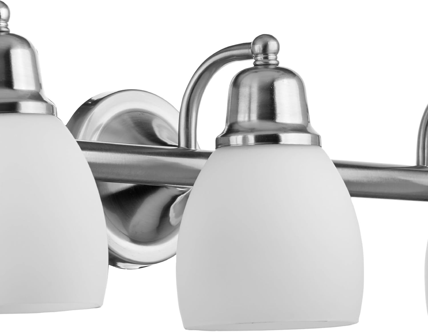 Globe Electric 51229 Jayden 5-Piece All-in-One Bathroom Set, Satin Nickel, 3-Light Vanity Light with White Opal Glass Shades, Towel Bar, Toilet Paper Holder, Towel Ring, Robe Hook