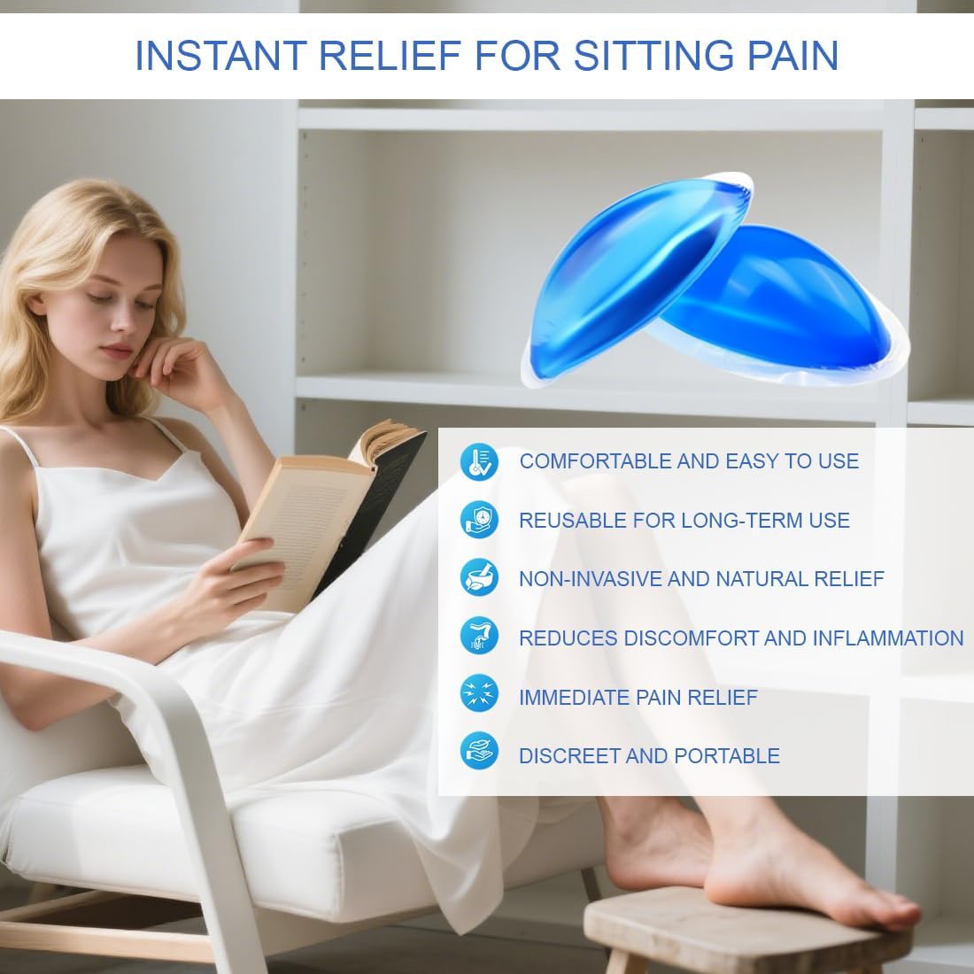 Hemorrhoid Ice Pack 2 Pcs Ultra Soft Reusable Gel Pads Cold Therapy for Hemorrhoids Swelling Perineal Postpartum Surgery