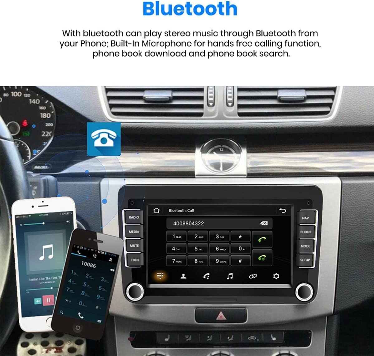 Reproductor Multimedia de Radio estéreo para Coche con navegación GPS Android 2 DIN para Bora Golf In/V Polo Volkswagen Passat Bsh Bsh Touran