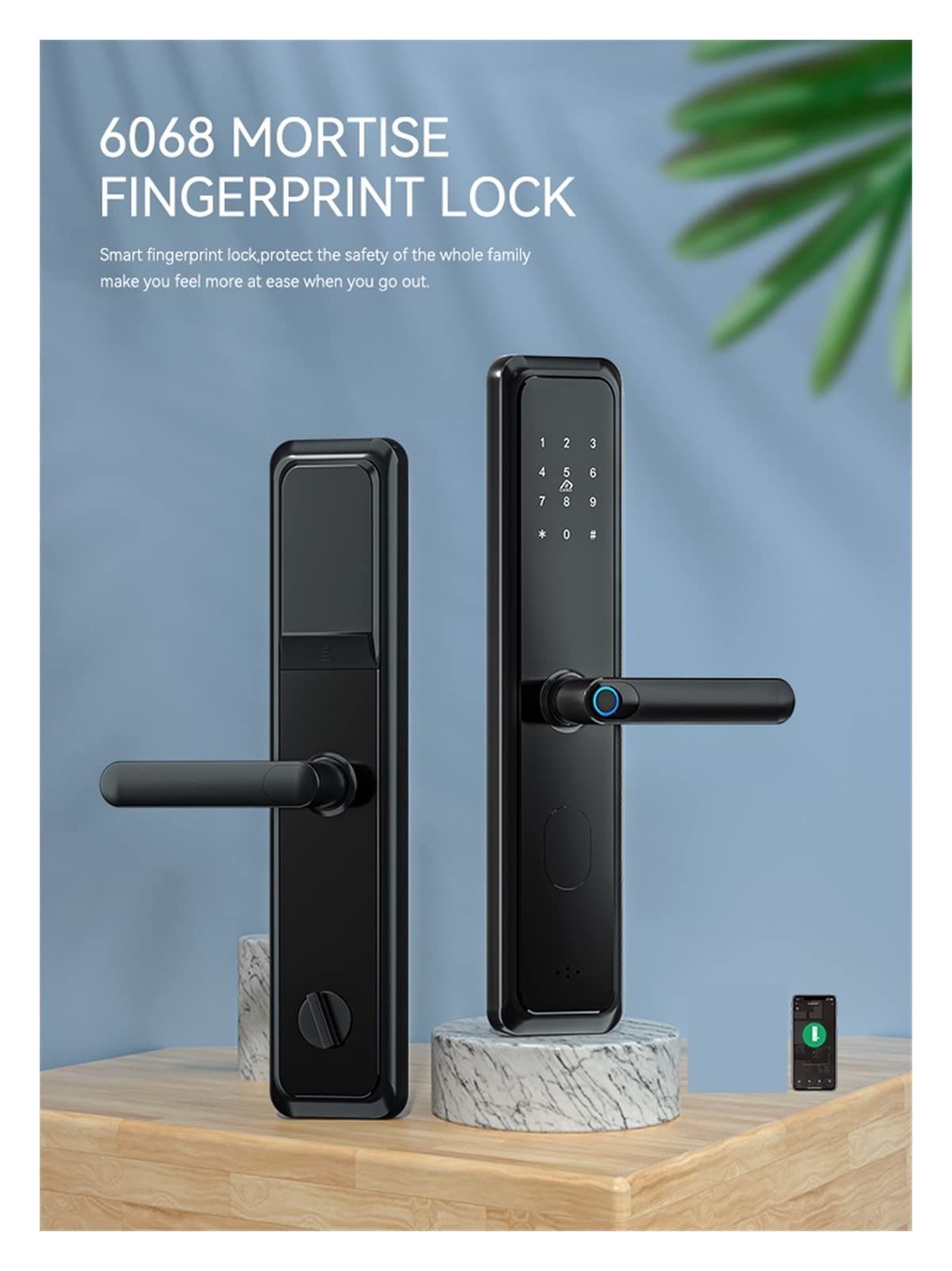 Verrouillage par mot de passe étanche à empreintes digitales Fechadura Eletronica Cerradura Inteligente Serrure de porte intelligente(Z1tyR-round 6068)