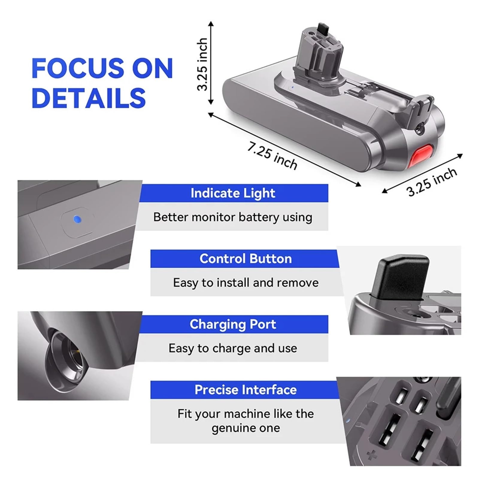 Batería De Clic De 25,2 V Y 6800 MAh Compatible con Aspiradoras Dyson V11, V15, SV22, SV28, SV29, V15 Absolute, SV15, SV16, SV17, V11 Fluffy Y V11 Animal.