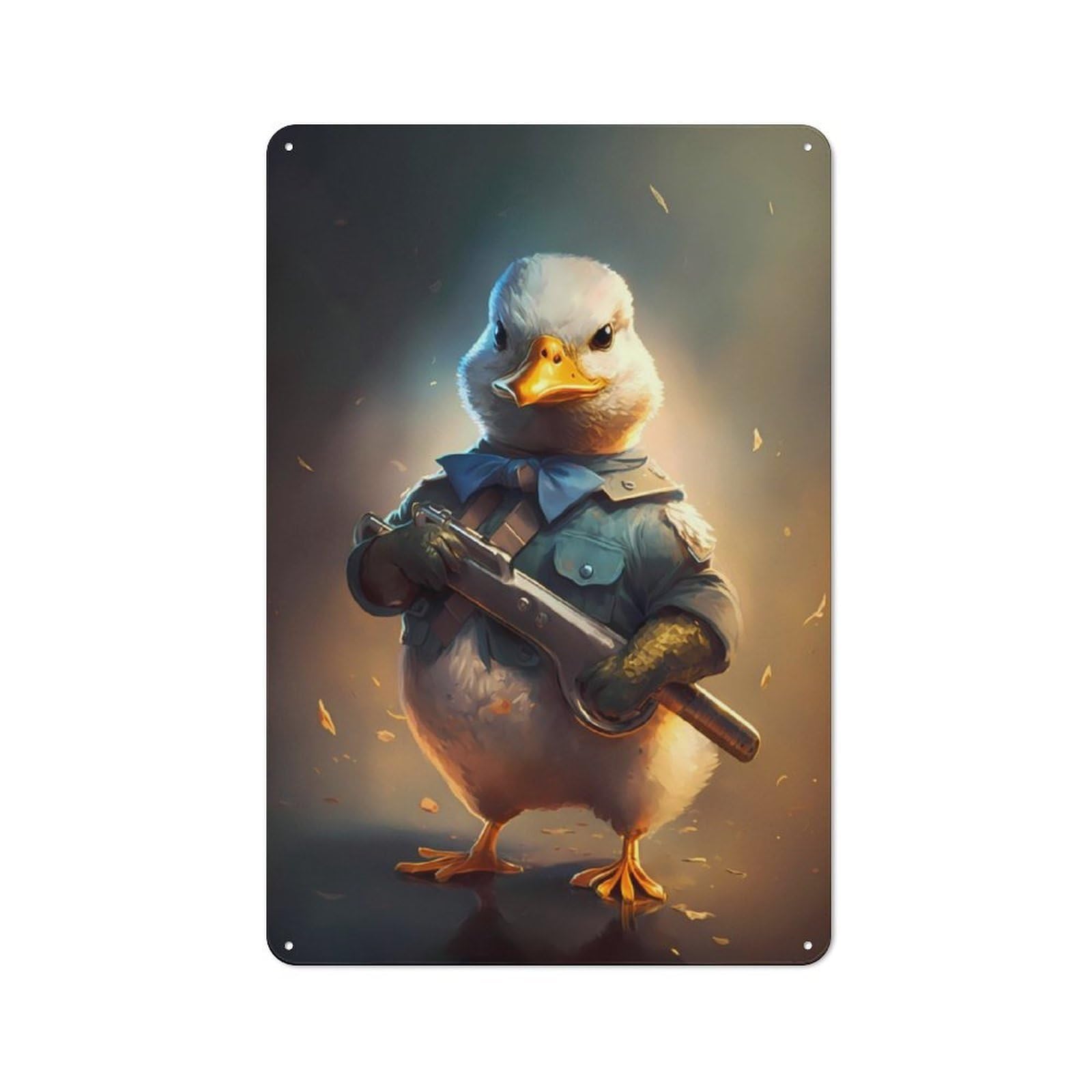 Junmoney Soldier Baby Duck For Hobby Room Or Studio, Retro-Style Tin Sign 30X20cm, For Room Styling Across Hobby Rooms And Studios