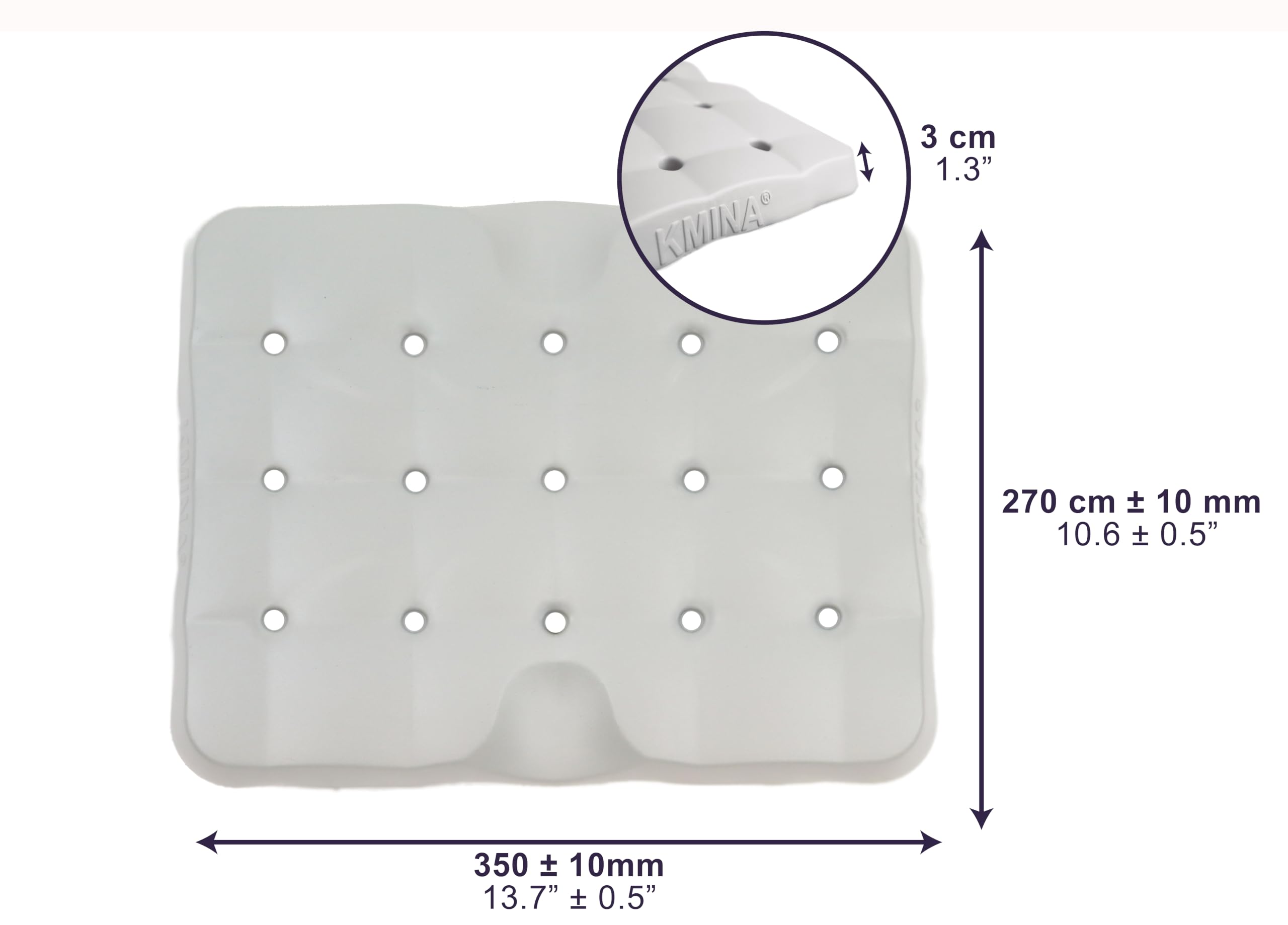 KMINA Sitzkissen Dusche Grau 35x27x3 cm, 100% wasserdichtes Duschkissen für Senioren, ergonomisches Kniekissen für Gartenarbeit, Rutschfester Duschsitz, Patentiert