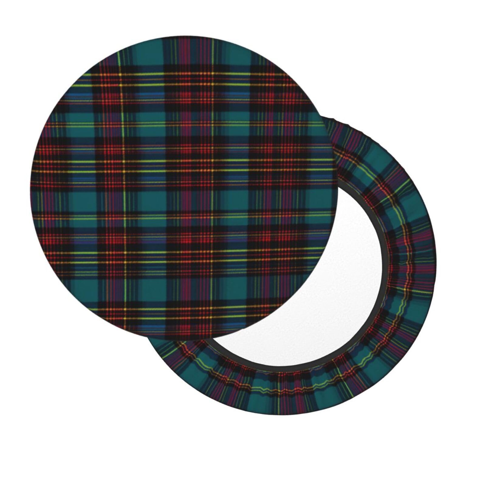 Velvet Bar Stool Covers, Tartan Plaid Round Bar Stool Cover with Thin Pad, 3 Layers Bar Stool Cushion Cover Washable Stool Seat Covers for Bar Round Chair