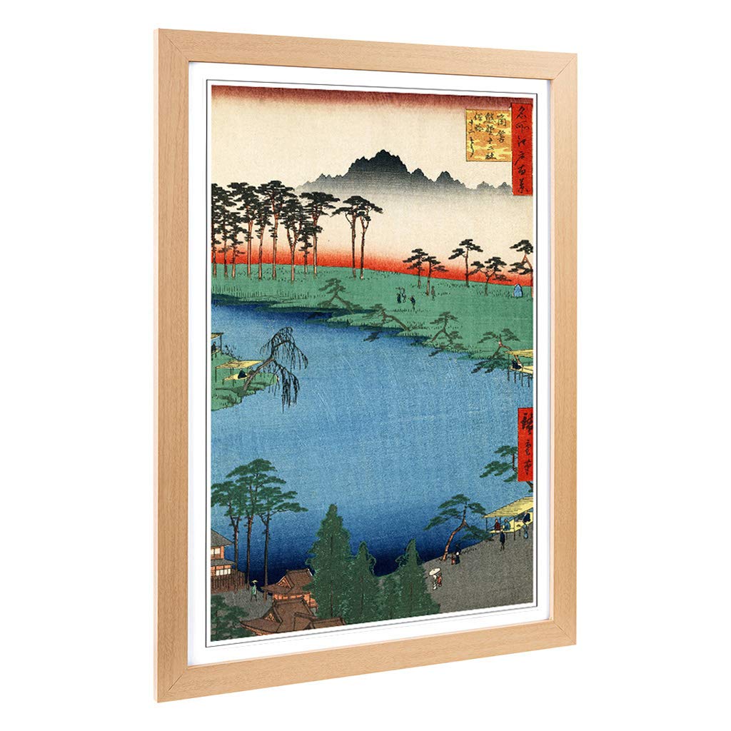 Big Box Art Framed Print of Hiroshige Japanese Oriental Shrine Design | Wall Art Picture | Home Decor for Kitchen, Living Room, Bedroom, Hallway, Oak, A2 / 24.5x18 Inch / 62x45cm