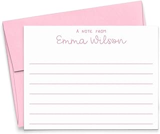 Personalized Lined Stationery for Girls, Personalized Stationery for Girls, Personalized Girls Thank You Notes, Lined Stationary for Girls, Your Choice of Colors and Quantity