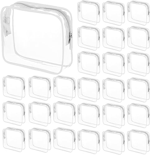 Tergy Clear Cosmetics Bags for Women Men Waterproof Toiletry Bags PVC Makeup Bags Organizer Case with Zipper for Travel Bathroom, 20 White(Length 9.8 inch, height 7.1 inch, width 2.36 inch), 25 x 6 x