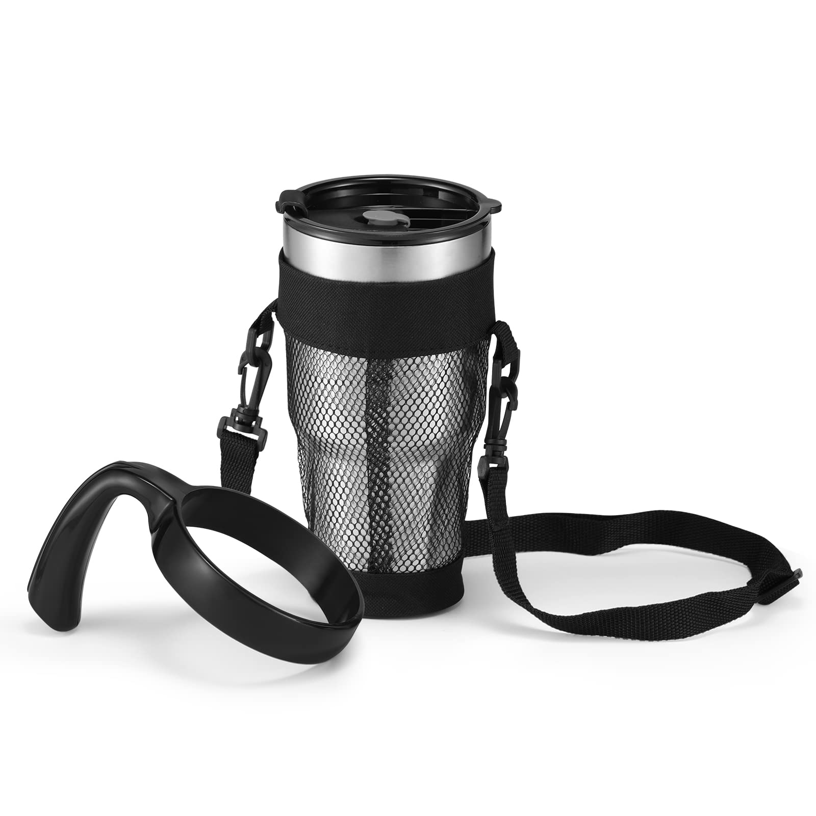 epzoee Handle for Tumbler,Handle Anti Slip Travel Mug Grip Cup Holder for Rambler，with Cup Holder and Cup Lid Compatible with 32oz 40oz Wide Mouth
