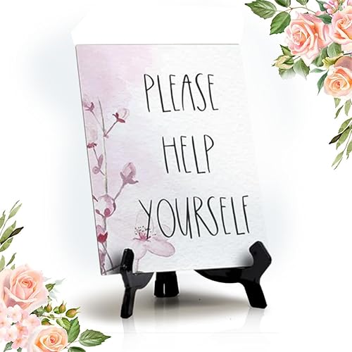 Miniatura 8 de Letrero de mesa con caballete, diseño floral de vid (6 x 8 pulgadas)