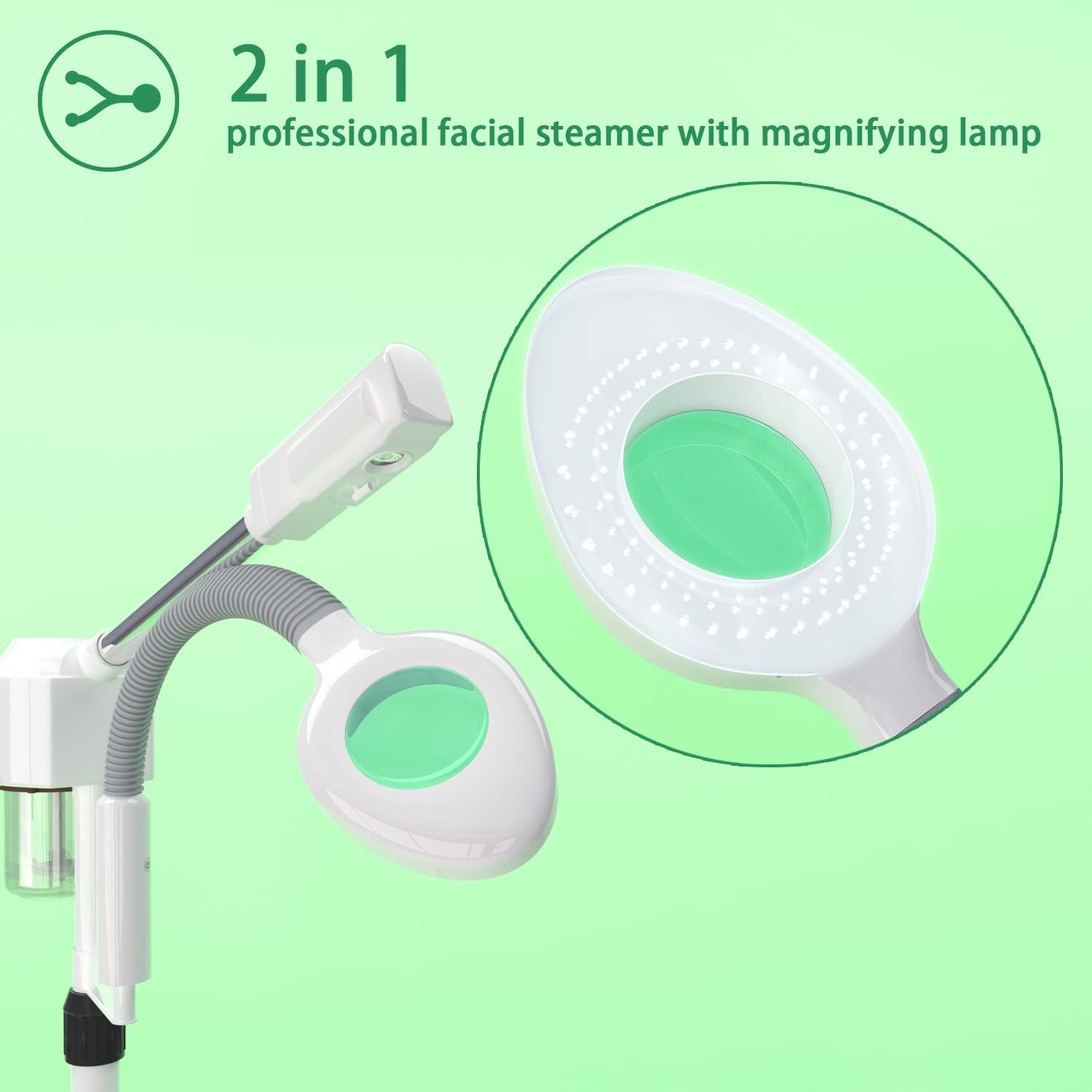 2 in 1 Professional Facial Steamer, Loxey Face Steamer with Adjustable 5X Magnifying lamp and Stronger Nano Ionic Hot Mist for Facial Deep Cleaning for Professional Beauty Salon or Home Use. : Beauty & Personal Care