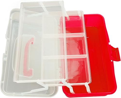 Caja de almacenamiento de tres capas, caja de herramientas plegable de plástico, organizador multiusos portátil para accesorios cosméticos de arte y