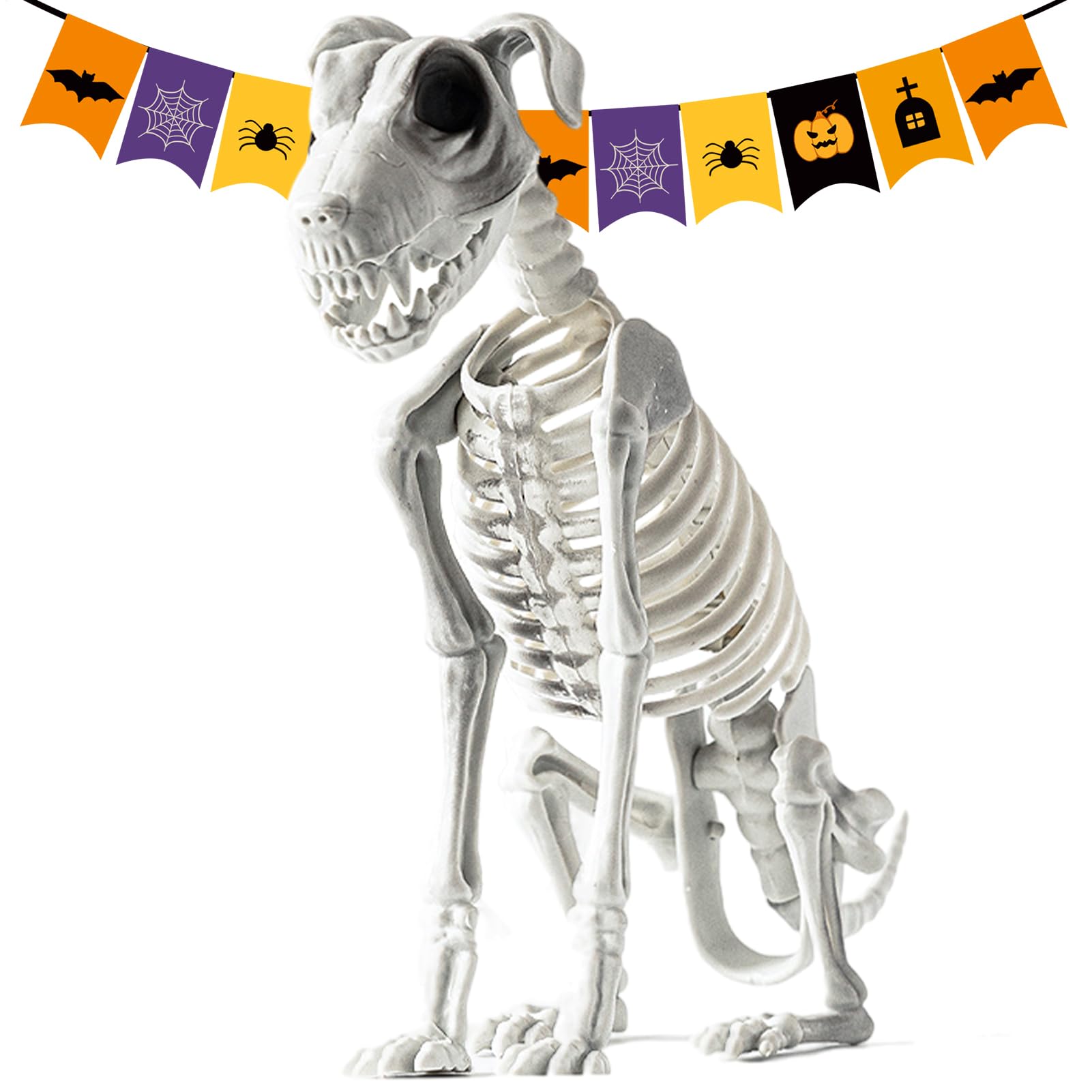 Perro Esqueleto Halloween De Hueso Espeluznante Perro Sentado Halloween | Figura Esqueleto Cachorro Escritorio para Hogar Dormitorio Apartamento Casa Encantada Oficina Porche