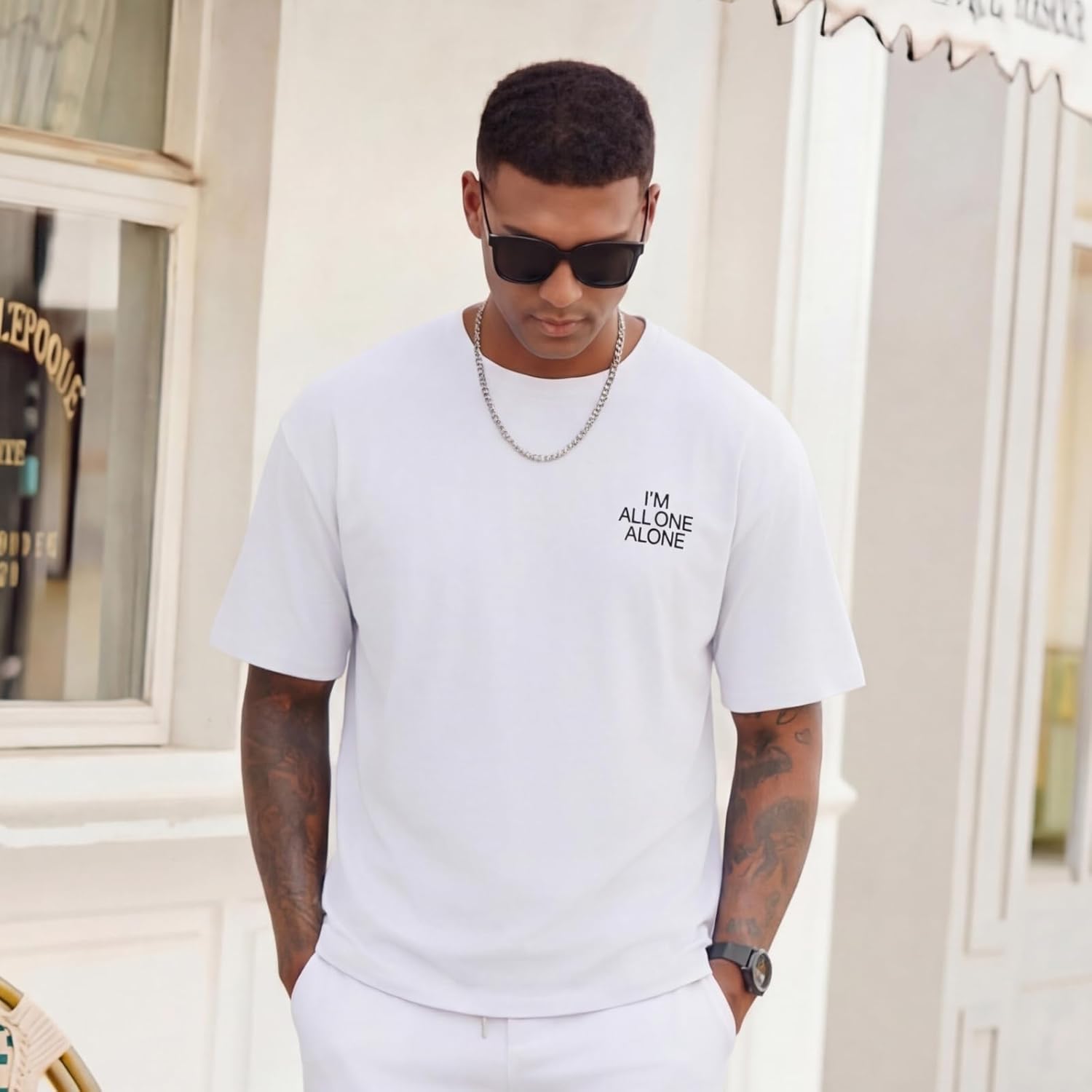 Mens Graphic Tees Vintage T-Shirts Oversized Letter Print Casual Crewneck Short Sleeve Rapper Streetwear Tops - Image 4