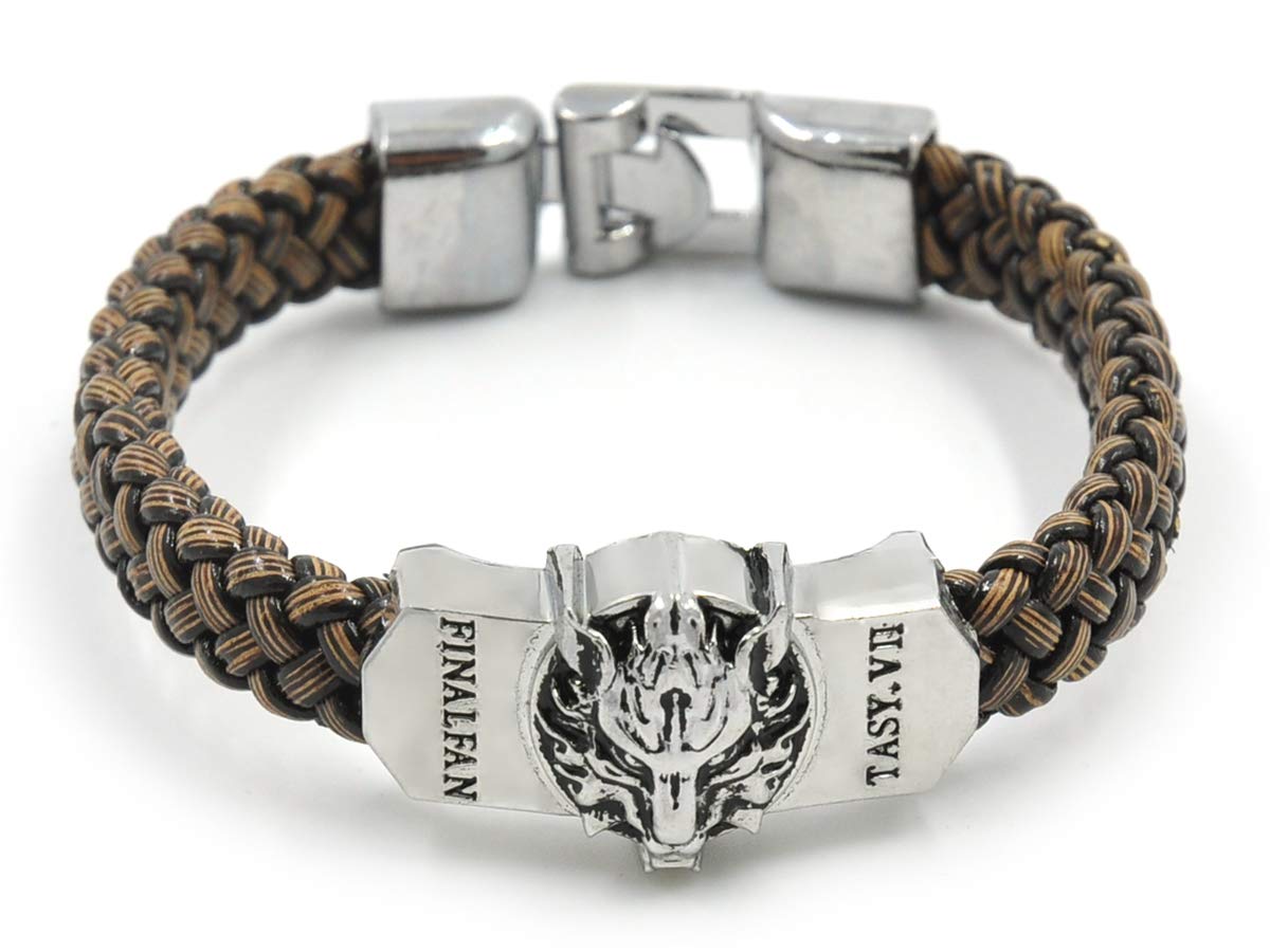 CoolChange Final Fantasy VII Braided Bracelet with Fenrir Crest I Metal I FF7 Bangles