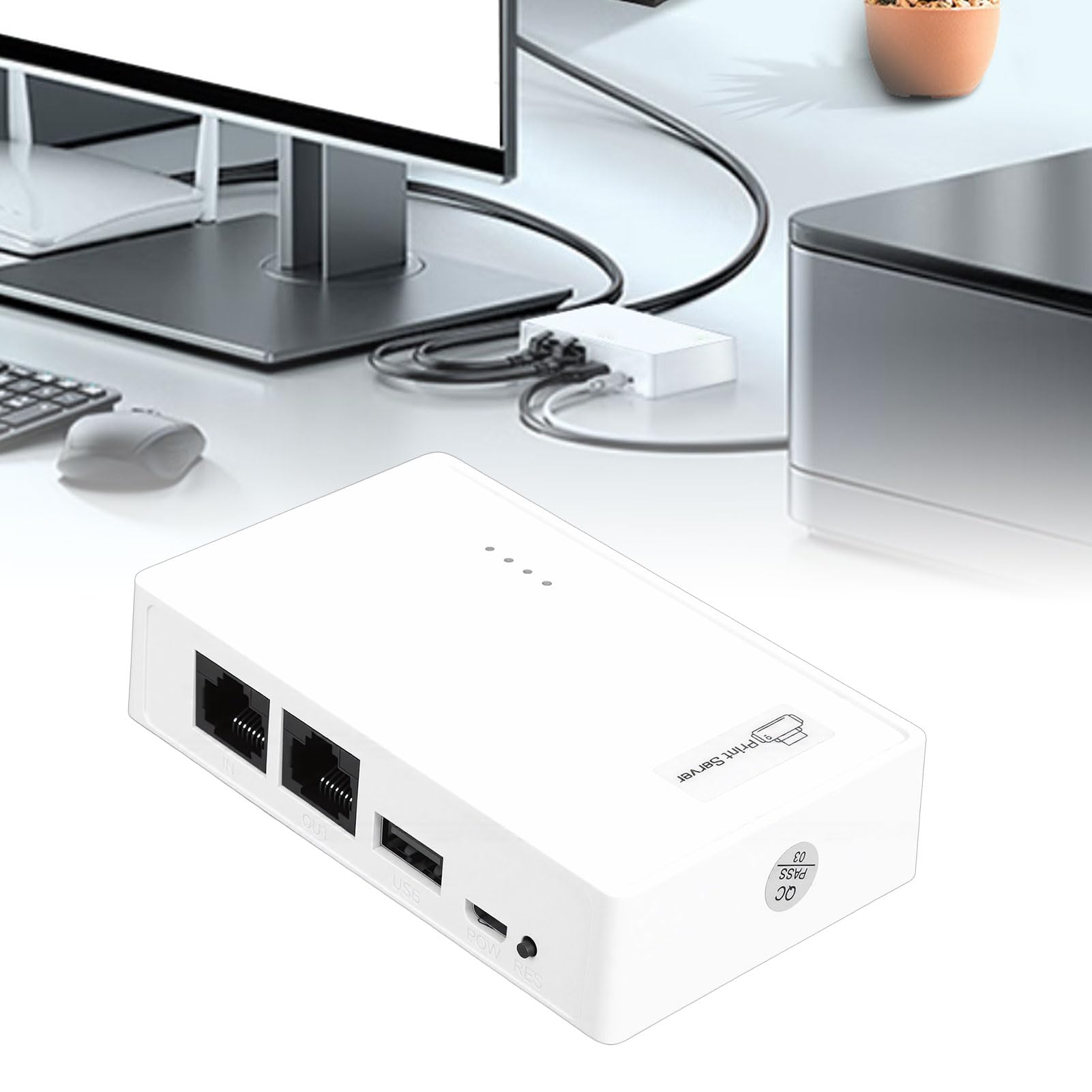 Fafeicy Server di Stampa Wireless, funzionalità di Condivisione Multipla, Server di Stampa Stampante USB, Supporta OS X, WiFi da 2,4 GHz, Ideale per Reti di Uffici