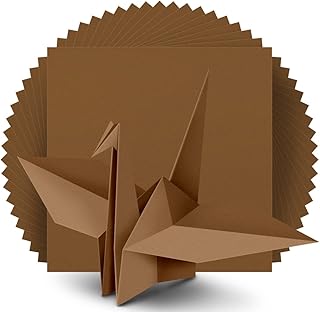 IOOLEEM Papel de origami, 200 hojas, papel de origami marrón, cuadrado de 6 pulgadas, papel de color de doble cara.