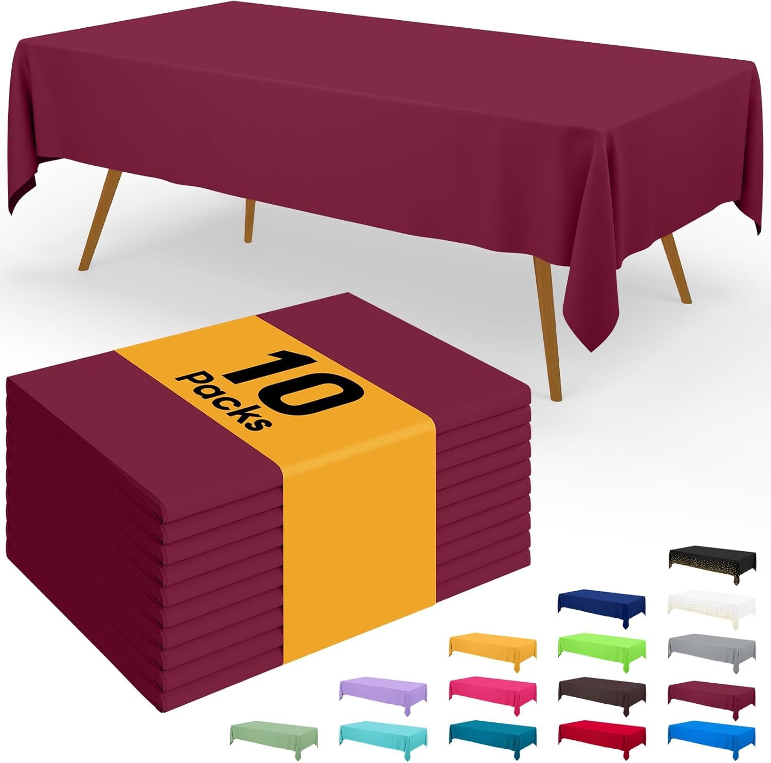 Homaxy Disposable Table Cloth - 6 Pack, 137 x274 cm, Wine Red