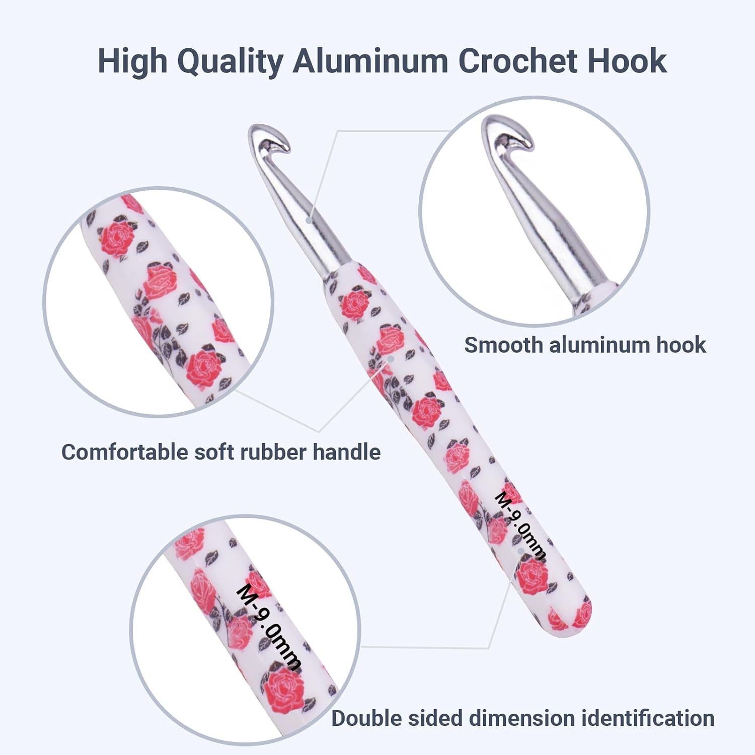 Crochet Hook,3.75 mm Ergonomic Crochet Hook,Ergonomic Handle for Arthritic Hands,Soft Rubber Grip Extra Long Knitting Needles for Beginners and Crocheting Yarn