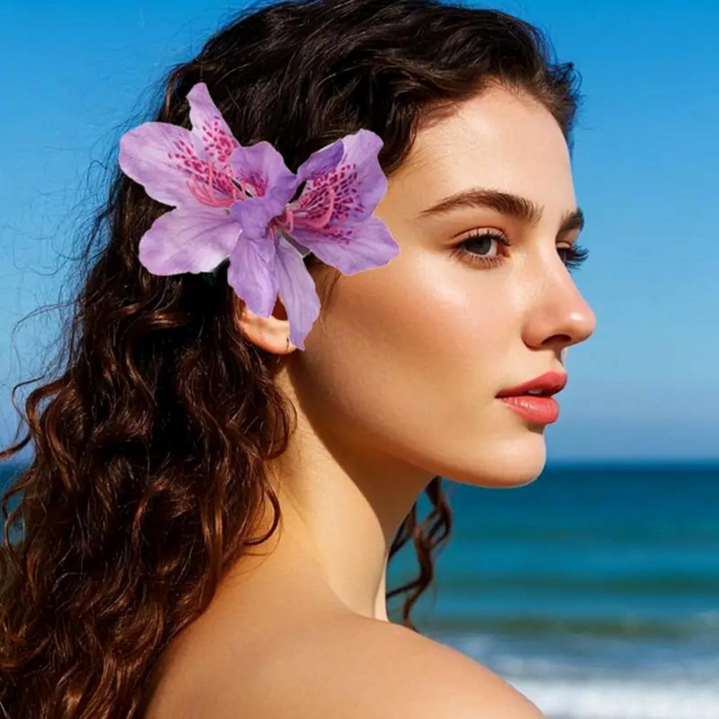ALIMITOPIA Flower Hair Clip Bohemia Hawaiian Fabric Artificial Azalea Flower Alligator Hair Clip Hairpin Barrette Headdress Bobby Pins Headwear Hair Accessories(4.7 inches;5pcs) - Image 7