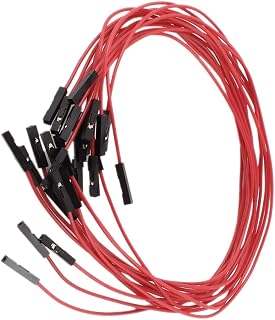 Aexit 15 Pcs Electrical Double Head 1pin F/F Jack Connector Jumper Cable 30cm Cables Long Red