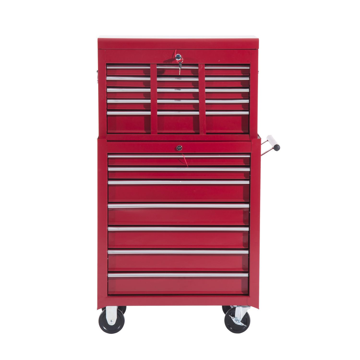 HOMCOM Chariot d'atelier avec boîte à Outils tiroirs verrouillables Rouge